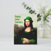 Mona Lisa St. Patrick's Day Clover Briefkaart (Staand voorkant)