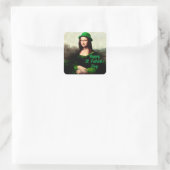 Mona Lisa St. Patrick's Day Clover Vierkante Sticker (Tas)