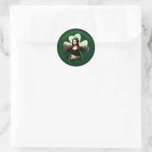 Mona Lisa St. Patrick's Day Klaver Ronde Sticker