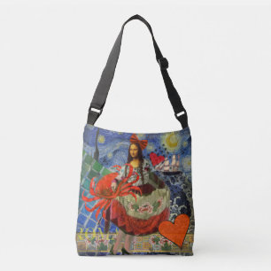 Mona Lisa Starry Night Collage: Whimsiek Surrealis Crossbody Tas