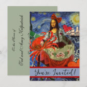 Mona Lisa Starry Night Collage: Whimsiek Surrealis Kaart (Voorkant / Achterkant)