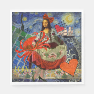 Mona Lisa Starry Night Collage: Whimsiek Surrealis Servet