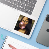 Mona Lisa Sticker (Laptop met iPhone)