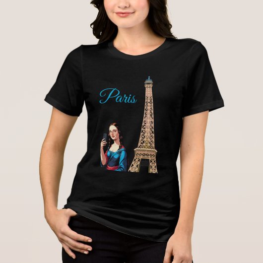 MONA LISA TAKING SELFIE SURREAL PARIS T-Shirt (Voorkant)
