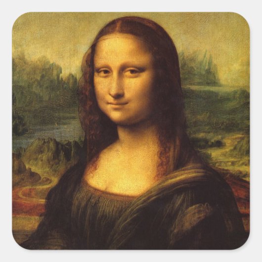 Mona Lisa van Leonardo Da Vinci Vierkante Sticker (Voorkant)