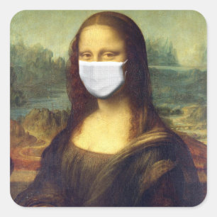Mona Lisa Via Corona Virus Vierkante Sticker