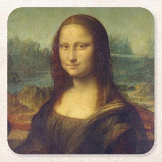 Mona Lisa Vierkante Kartonnen Onderzetter (Voorkant)