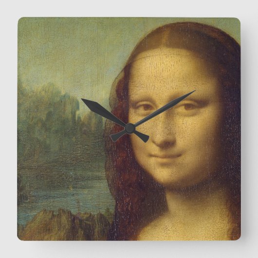 Mona Lisa Wall Clock Vierkante Klok (Voorkant)