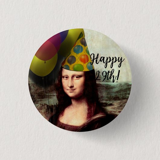 Mona Lisa Wearing Party Pet Ronde Button 3,2 Cm (Voorkant)