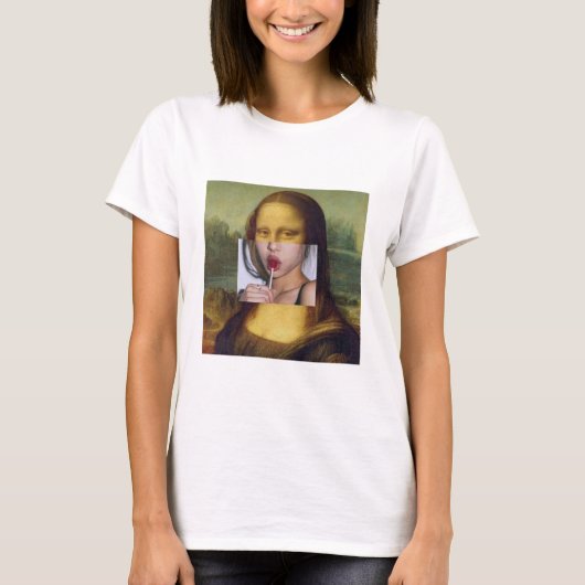 Mona lisa with lollipop t-shirt with colored (Devant)