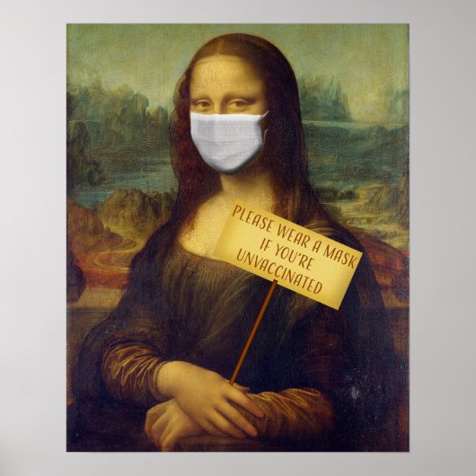 Mona Lisa zegt alsjeblieft een masker Draag Poster (Voorkant)