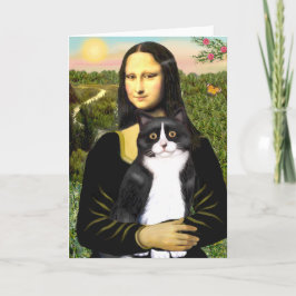 Mona Lisa - zwarte en witte kat Kaart