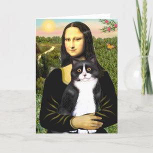Mona Lisa - zwarte en witte kat Kaart