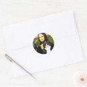 Mona Lisa - zwarte en witte kat Ronde Sticker (Envelop)