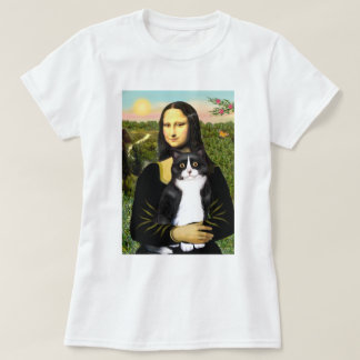 Mona Lisa - zwarte en witte kat T-shirt