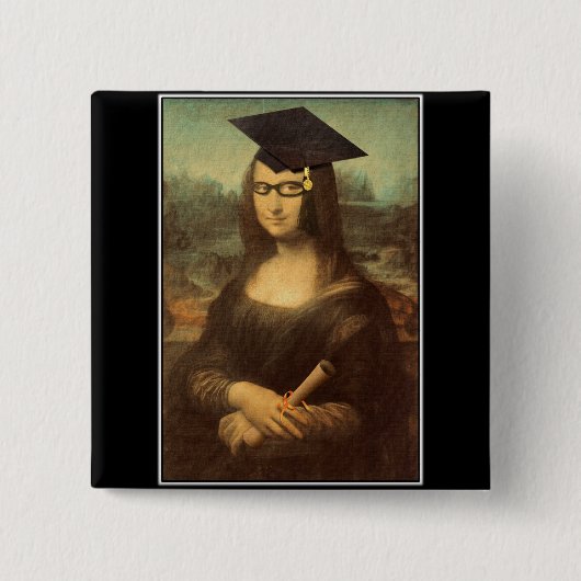 Mona Lisa's Afstuderen Dag Vierkante Button 5,1 Cm (Voorkant)