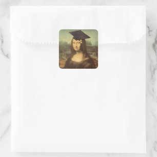 Mona Lisa's Afstuderen Dag Vierkante Sticker