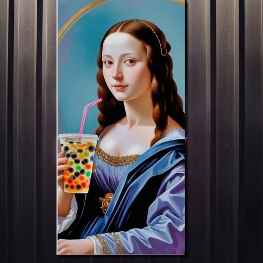Mona Lisa's Bubble Tea Moment – Glossy Poster Perfect Poster