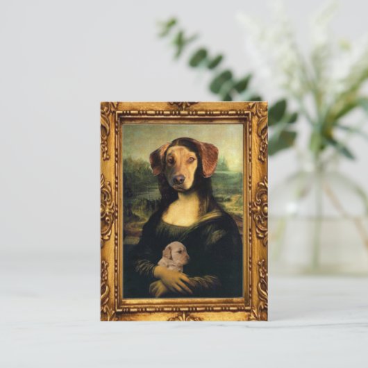 Mona Lisa's Dog - Golda Lisa - beroemd portret Briefkaart (Staand voorkant)