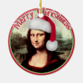 Mona Lisa's kerstkerstkerstkerstkerstfeest Keramisch Ornament (Achterkant)