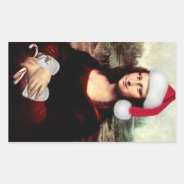 Mona Lisa's kerstkerstkerstkerstkerstfeest Rechthoekige Sticker