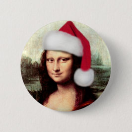 Mona Lisa's kerstkerstkerstkerstkerstfeest Ronde Button 5,7 Cm