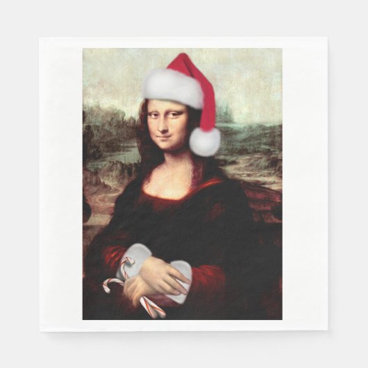 Mona Lisa's kerstkerstkerstkerstkerstfeest Servetten (Voorkant)