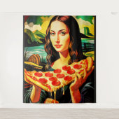 Mona Lisa's pizzamoment Extra Groot Tapijt Wandkleed (Voorkant)