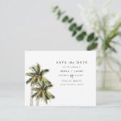 MONA Modern Minimalist Tropical Palm Save the Date Kaart (Staand voorkant)