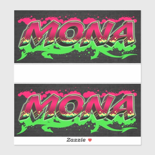 Mona Prénom Nom Graffiti Autocollant Autocollant (Feuille)