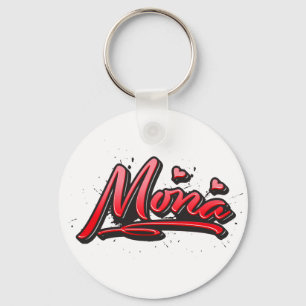 Mona rode Heart Graffiti sleutelhanger