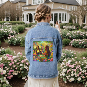 Mona tekenen Mona in een bloementuin Denim Jacket