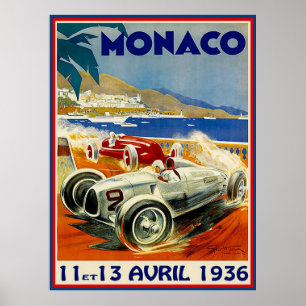 MONACO 1936 Grand Prix Auto Racing Print