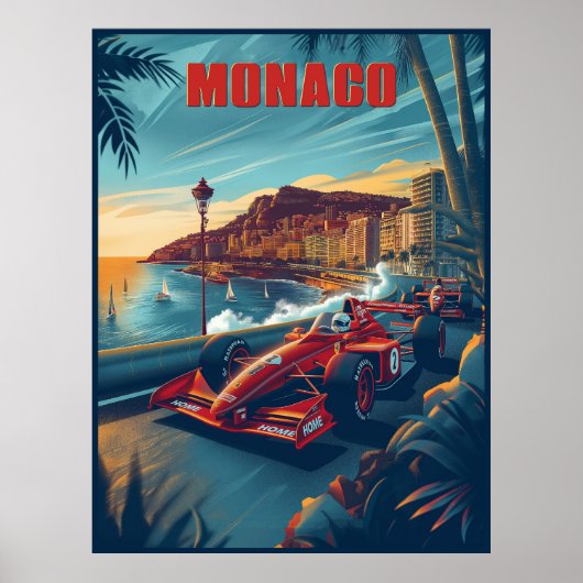 Monaco  Auto Race Reizen Poster (Voorkant)