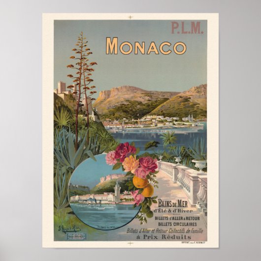 Monaco Bains de Mer Vintage Poster 1896 (Voorkant)
