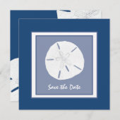 Monaco Blauwe Zanddollars Save the Date (Voorkant / Achterkant)