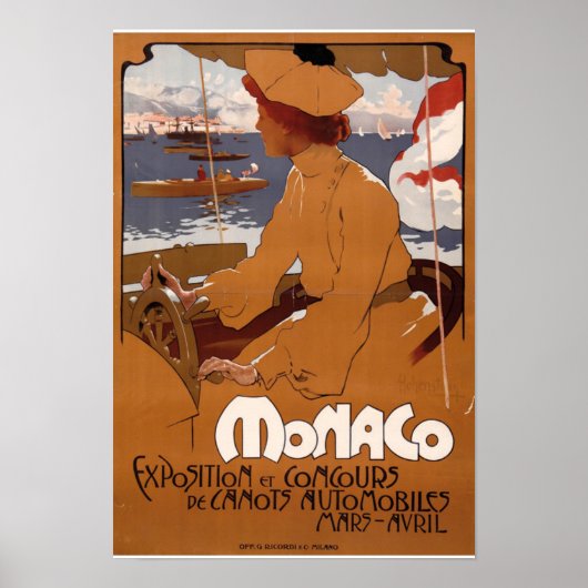 Monaco Expositie en concours de automobile 1900 Poster (Voorkant)