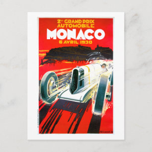 Monaco Grand Prix Race~ Vintage Automobile Ad Briefkaart