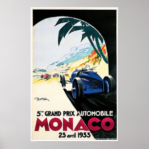 MONACO Grand Prix van 1933 Automobiel door Geo Ham Poster