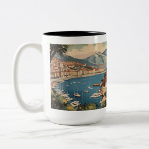 Monaco Haven Reis Scene uit het verleden Tweekleurige Koffiemok