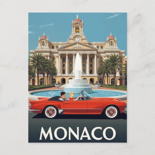 Monaco Luxe Hotel & Oldtimer Briefkaart (Voorkant)