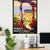 Monaco Monte Carlo - Affiches Vintage voyage (Bureau à domicile)