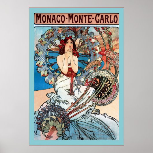 Monaco ~ Monte-Carlo ~ Alphonse Mucha Poster (Voorkant)