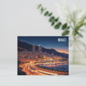 Monaco Monte Carlo bij nacht Briefkaart (Staand voorkant)