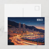 Monaco Monte Carlo bij nacht Briefkaart (Voorkant / Achterkant)