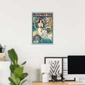 Monaco Monte-Carlo (Blauwgroen gedempte kleuren) Poster (Thuiskantoor)