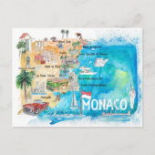 Monaco Monte Carlo Carte illustrée avec des monume (Devant)