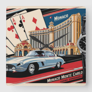 Monaco Monte Carlo luxe auto horloge Vierkante Klok