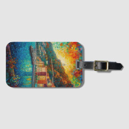 Monaco, Monte-Carlobaai in Van Gogh stijl Bagagelabel