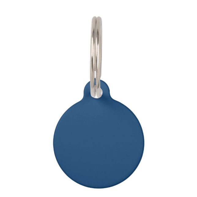 Monaco Noble Blue Solid Color Huisdierpenning (Voorkant)